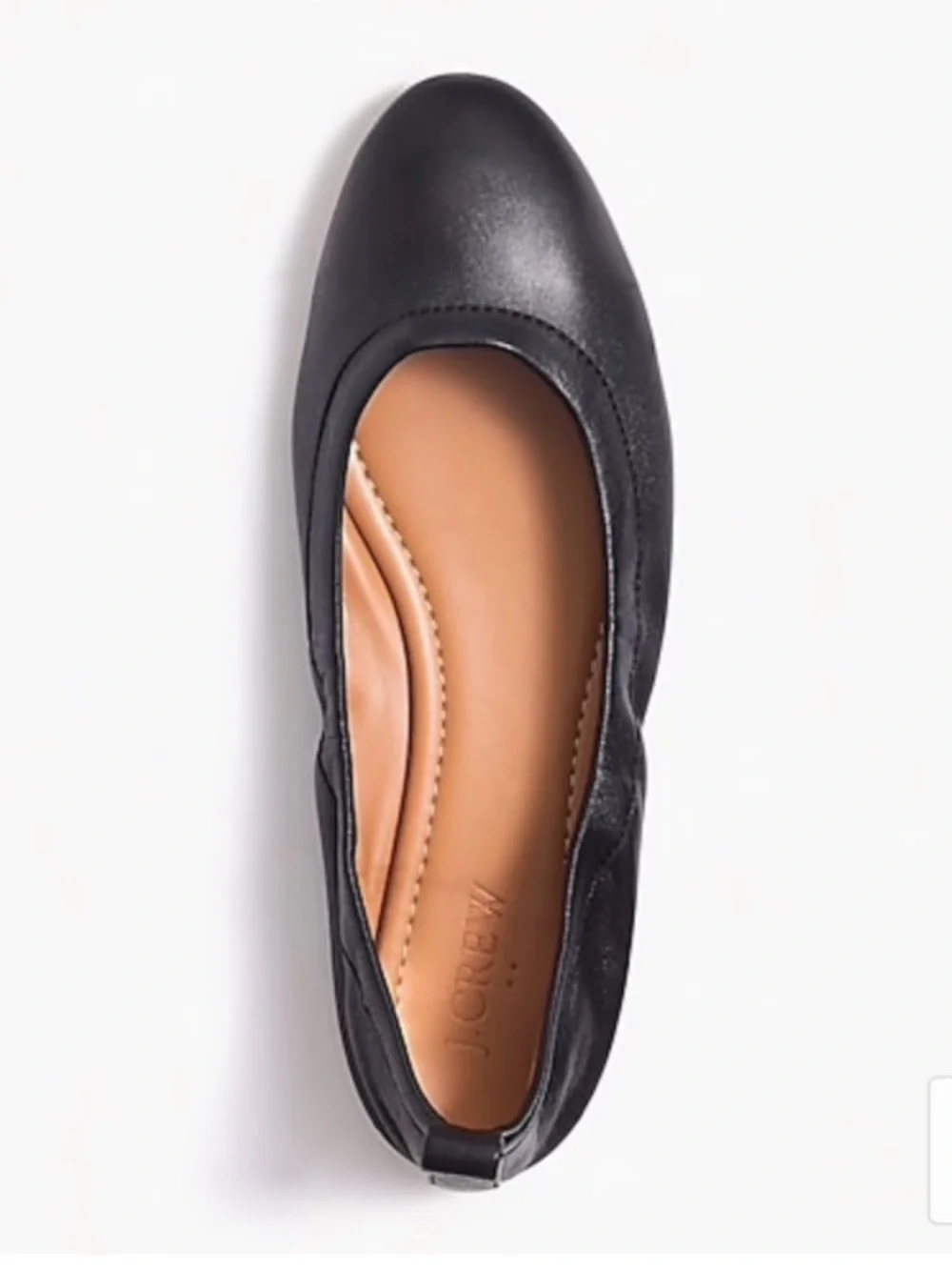 J. Crew | Lizzie Leather Round Toe Ballet Flats | Black, Size 6.5